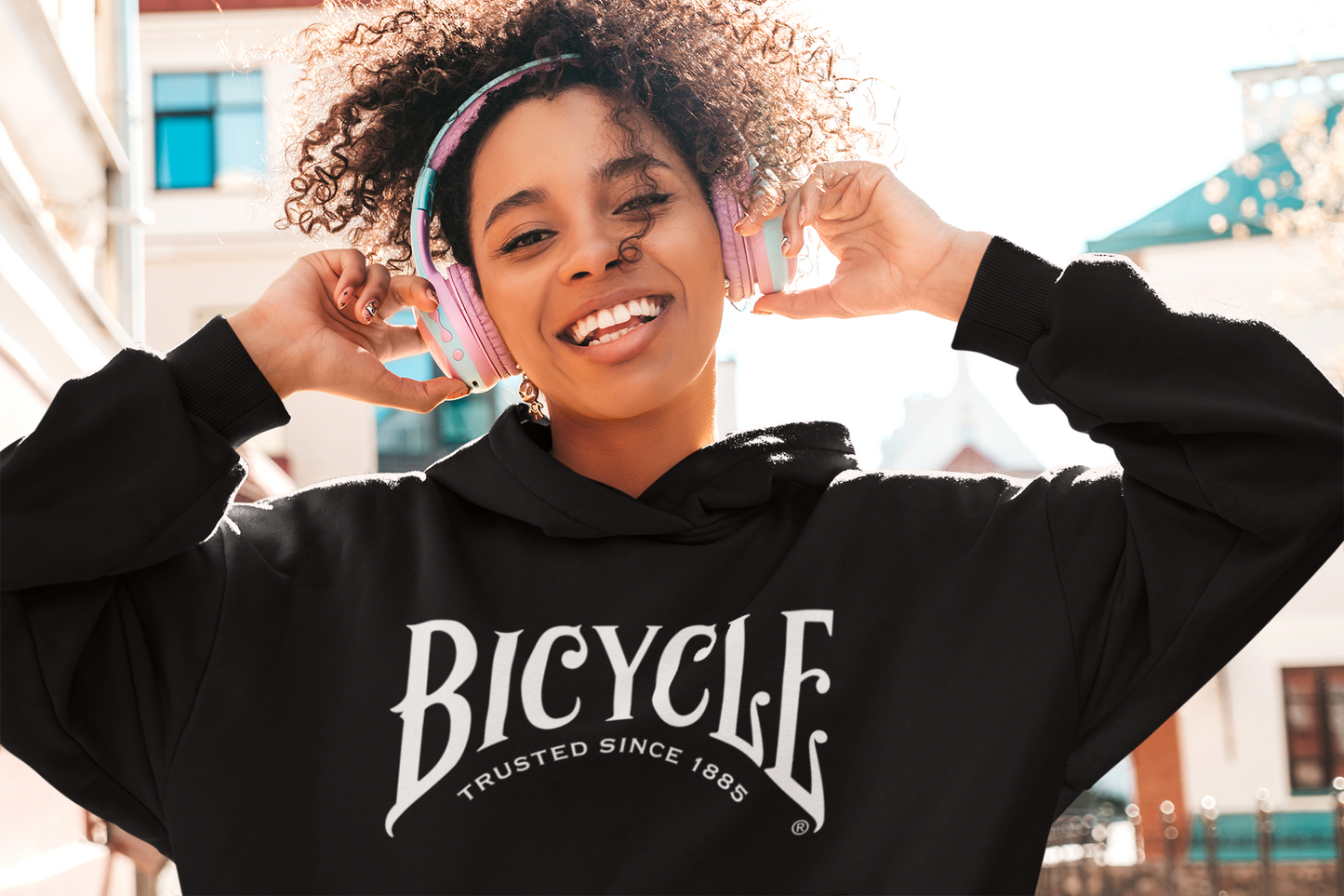 Bicycle Black Hoodie with 'Trusted Since 1885' White Logo