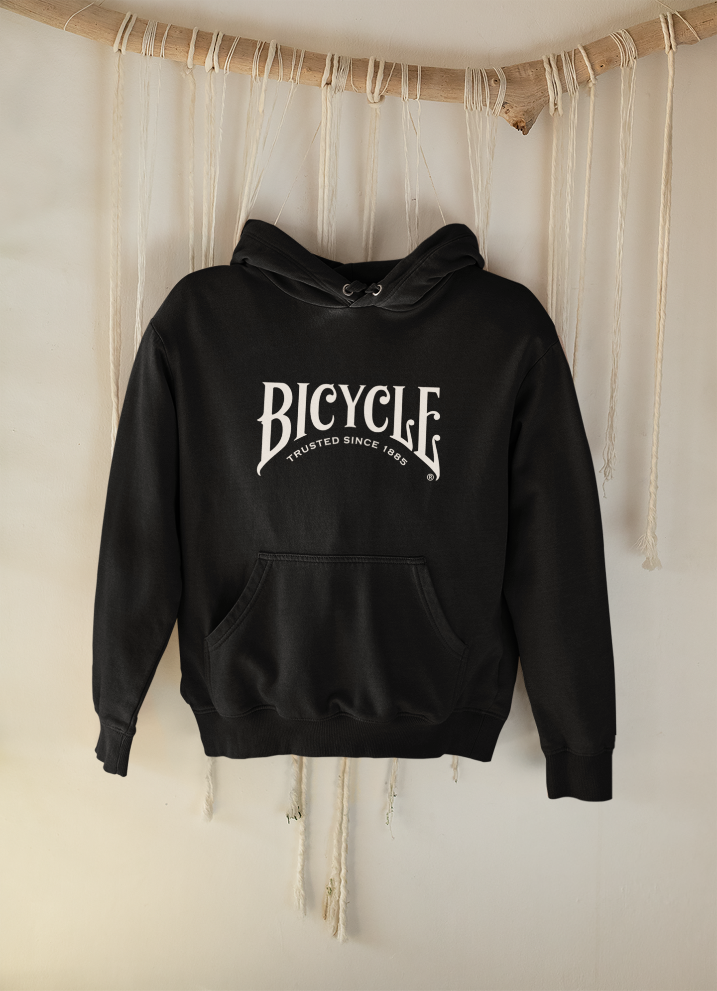 Bicycle Black Hoodie with 'Trusted Since 1885' White Logo