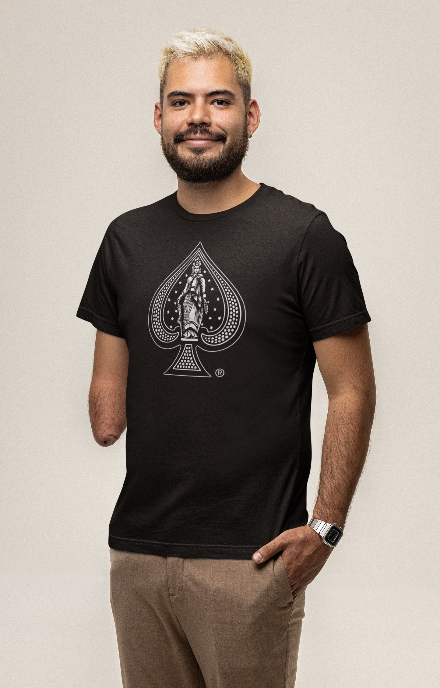 Bicycle Black T-Shirt with 'Ace of Spades' White Logo