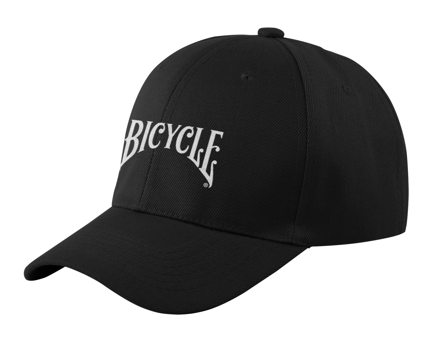 Black Baseball Cap with White Bicycle Logo