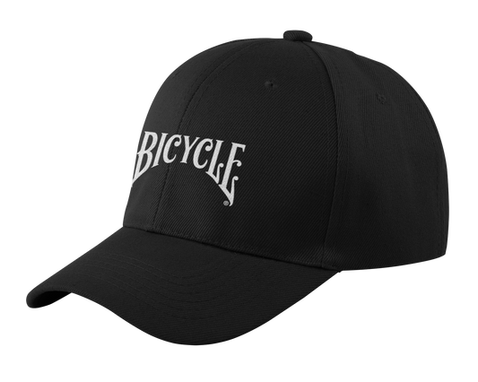 Black Baseball Cap with White Bicycle Logo