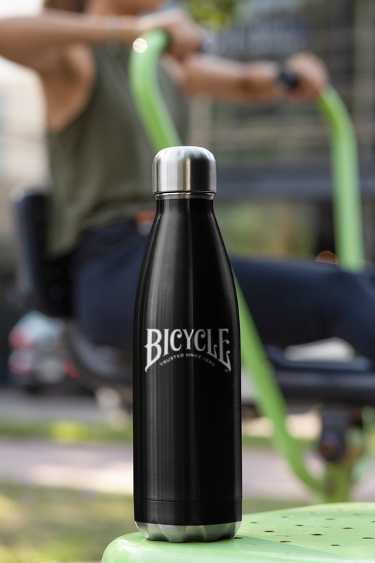 Black Water Bottle with Bicycle 'Trusted Since 1885' White Logo